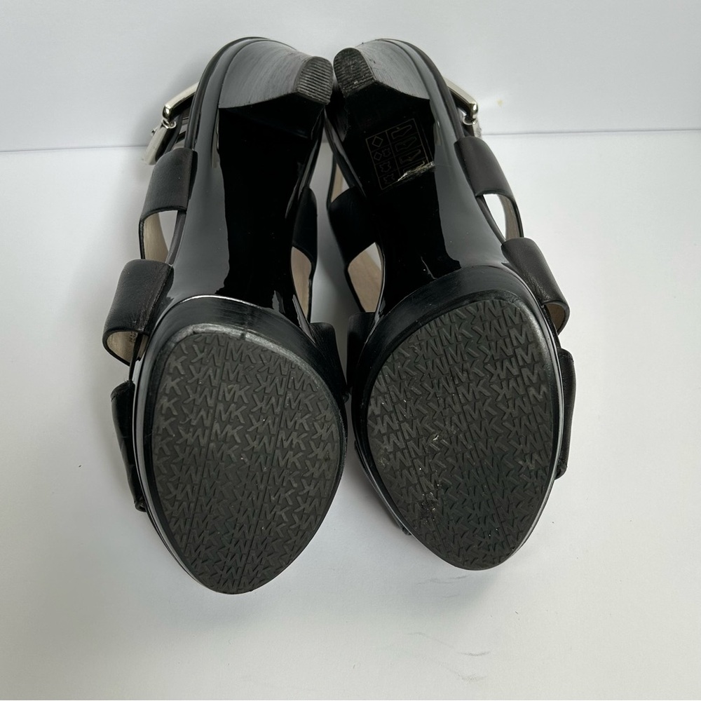 New in box Michael Kors Carla Black Open-Toe Heel platform sandals 7.5M - Picture 8 of 12
